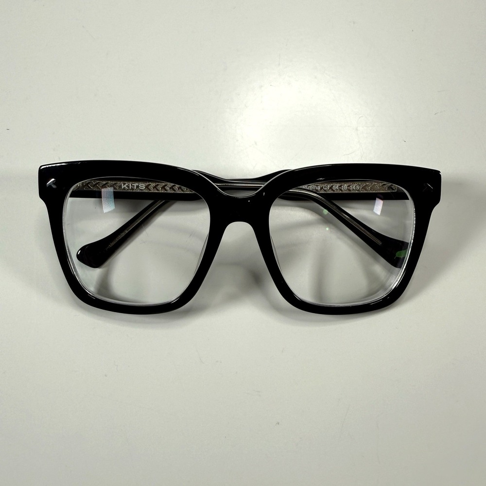 KITS Jasmina Square Eyeglass Frames Only Womens Black C1‎ 54-19-145 Acetate